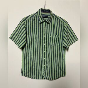 ALLEN SOLLY GREEN AND BLUE SIZE 40 STRIPPED SHIRT. 100% PREMIUM COTTON